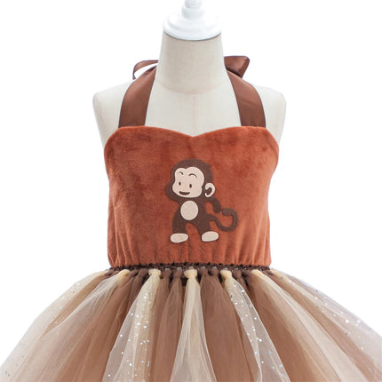 Girl Cartoon Raccoon Sloth Koala Piggy Rabbit Tutu Sling Dress Children Cosplay Festival Performance Dance Costume Headband Sets