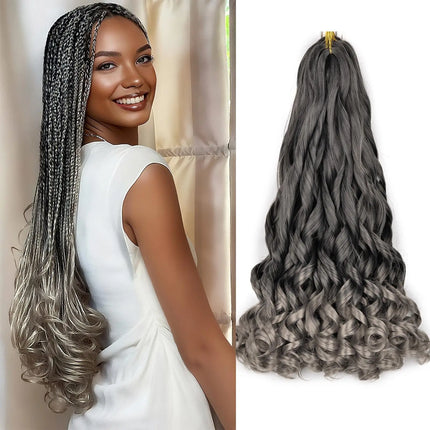 French Curl Braids Hair 22“Loose Wave Bouncy Synthetic Spiral Curls Braiding Hair Extensions Ombre Pre Stretched Hair For Women