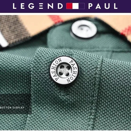 Luxury brand short sleeve men's polo shirt summer high-end fashion plaid embroidery lapel casual T-shirt breathable cotton top