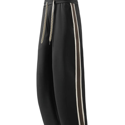 2025 Autumn New Straight Sweatpants Men Korean Fashion 330gsm Stretch Knit Sports Pants Loose Fit Wide Leg Casual Trousers
