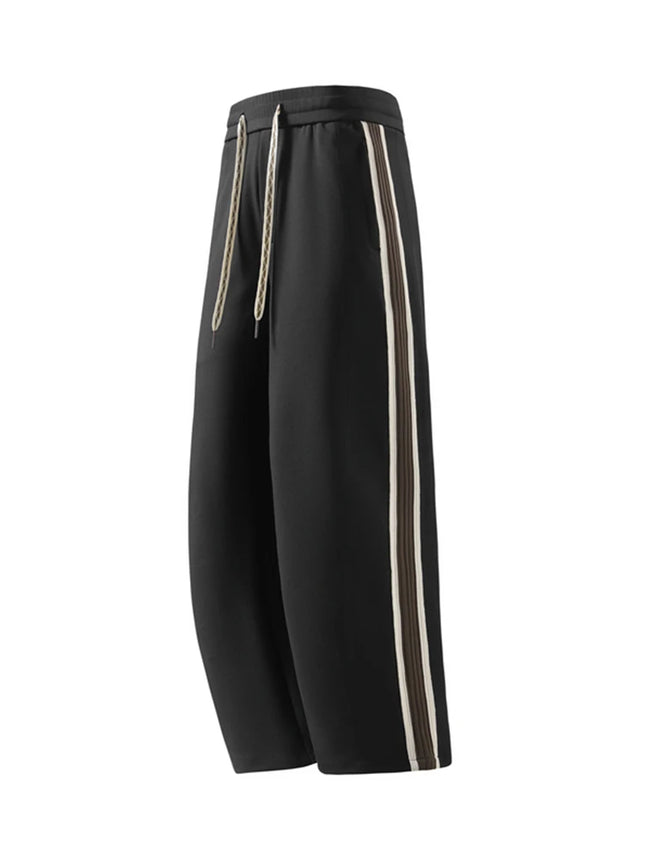 2025 Autumn New Straight Sweatpants Men Korean Fashion 330gsm Stretch Knit Sports Pants Loose Fit Wide Leg Casual Trousers