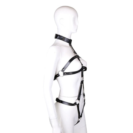 Thierry PU Leather Female Slave Body Harness Arm Cuffs Handcuffs for Adult Game, Fetish Bondage Rope Flirting Sex Toys for Women