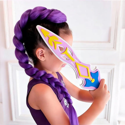Violet Hair Extensions 60cm Synthetic Fiber Wigs Accessories Long Purple Braid Easy Clip in Ponytail for Halloween Costume