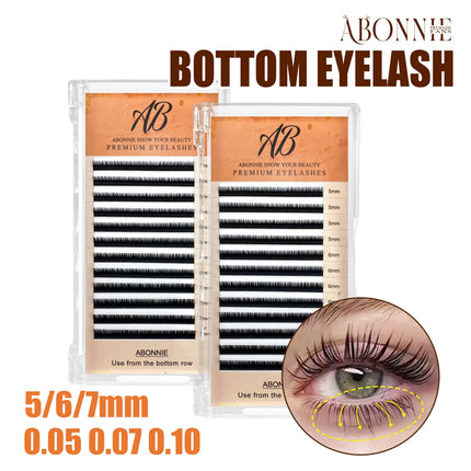 Abonnie Bottom Brown Lower Lashes 5mm 6mm 7mm Short Synthetic Mink Individual Eyelash Extension Lower Eyebrow Lashes Makeup