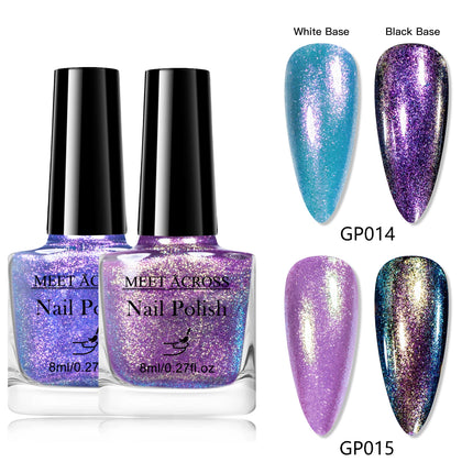 2pcs Chameleon Nail Polish Kit 8ml Natural Dry Saving Time Long Lasting Glitter Nail Art Polish For Manicure DIY Nail Supplies