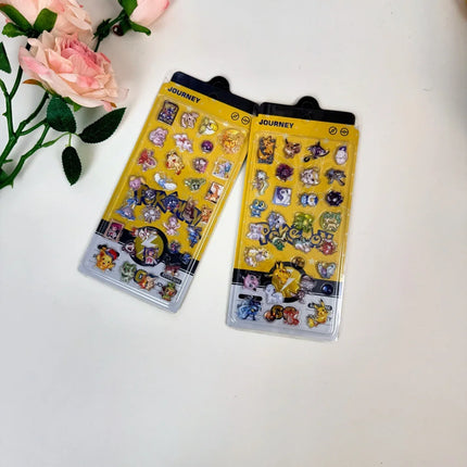 Trendy Pokemon Journey Series Stickers, 3D Puffy Decals for DIY Craft, Album & Stationery Decor
