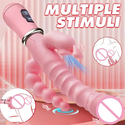 Double Rod Sex Toy For Rabbit G Spot Dildo Vibrator Clitoris Stimulator Penis Anal Double Penetration Tongue Licking Women Adult