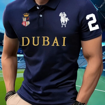 Summer Print Men'S Polo Shirts, Men'S Collared Tops, Dubai Jerseys, Short-Sleeve T-Shirts Available in Multiple Colors