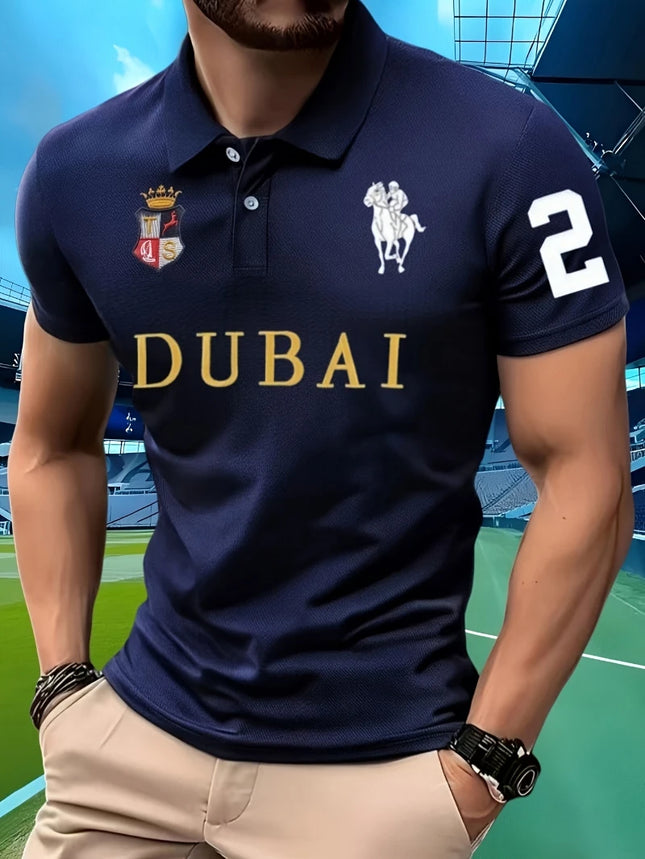 Summer Print Men'S Polo Shirts, Men'S Collared Tops, Dubai Jerseys, Short-Sleeve T-Shirts Available in Multiple Colors