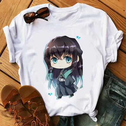 Kimetsu No Yaiba Kamado Nezuko Graphic Print T-shirt Women Harajuku Aesthetic White Tops Tshirt 2021 Japan Style Female T Shirt
