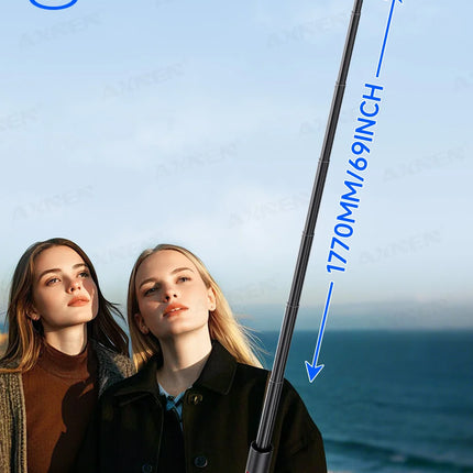 Auto Pop-Up Tripod Portable 70-Inch All-in-one Selfie Stick, Foldable Phone Holder with Bluetooth Remote for iPhone Android