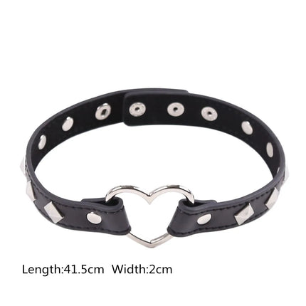 Sexy Leather Punk Rivets Necklace Men Women Couples Bondage Role Play Fetish Collar Flirting Accessory for Gay Party Gift