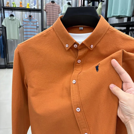 100% Cotton Corduroy Shirt - Green Long Sleeve M-4XL - Spring Autumn Slim Fit Candy Color Collection