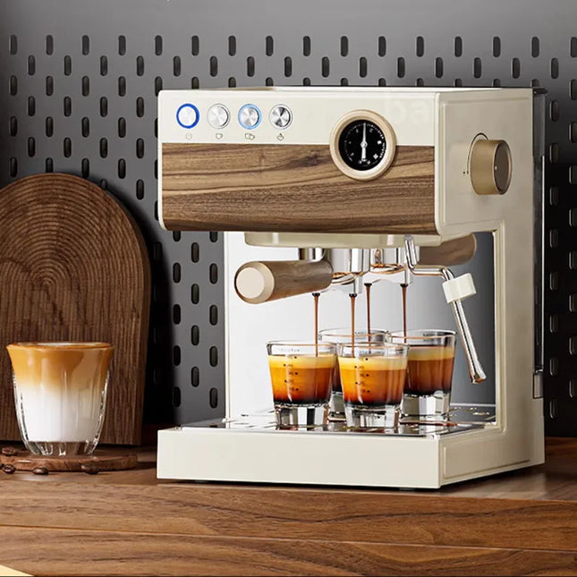 Coffee Maker Stainless Steel Italian Household Small Semi-Automatic Coffee Machine Steam Milk Frother Office Concentration