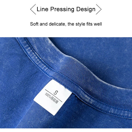 Washed And Distressed 230g Heavyweight Cotton Short Sleeved T-shirt Versatile Men Women Summer Solid Color Loose T Shirts Top