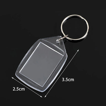 Photo Frame Keychian Acrylic Rectangle Insert Picture Frame Keyring Key Holder DIY Split Ring Gift for Women Ladies Girls