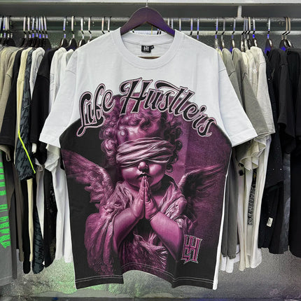 Masked Angel Shooting Arrows Diamond Cotton Short Sleeve Tshirts for Men and Women Crew Neck Loose Summer T-shirt Oversized Tees