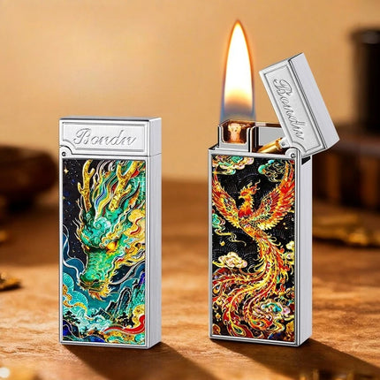 New Voice-controlled Embossed Alloy Kerosine Lighter,Intelligent Voice-controlled Ignition Open Flame Men's Personalized Lighter