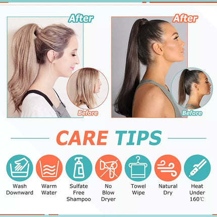 VeSunny Ponytail Human Hair Straight 80g Clip in Hair Extensions Human 14-22" Natural Hair Horse Tails No Claw Clip