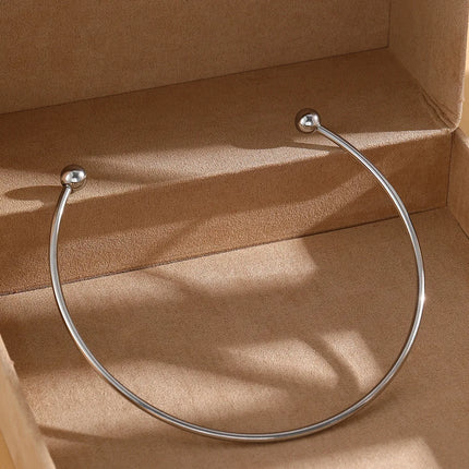 Stainless Steel Solid Ball Necklace for Women Punk Silver Color Adjustable Opening Necklace Bracelet Jewelry Accessories Gift