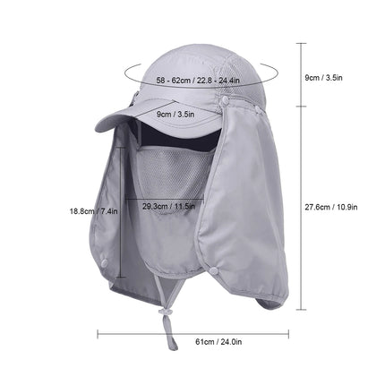 Fishing Hat Outdoor Sport Hiking Visor Hat UV Protection Face Neck Cover Fishing Sun Protection Cap Breathable Quick-drying Hat