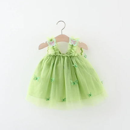 Summer Baby Girls' Princess Party Birthday Dress Sweet Children Clothing Butterfly Wings Fairy Strap Embroidered Mesh 0-3 Y Kid