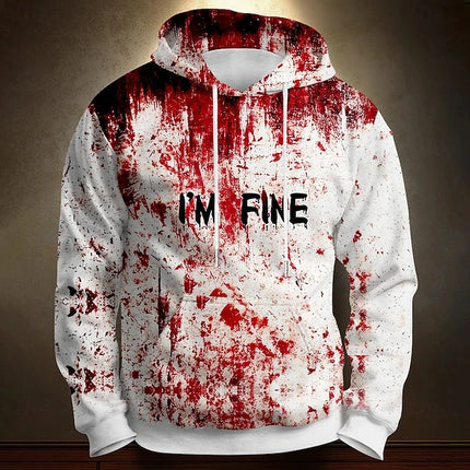 Halloween Blood Printed Hoodies letter pattern3D Print Hooded Pullover Sweatshirt Fashion Hoodie Streetwear Long Sleeve Tops