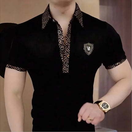 Summer Fashion Short Sleeve Polo Shirt Men's Slim Fit Business Casual Versatile Turn-down Collar Top Quality Material
