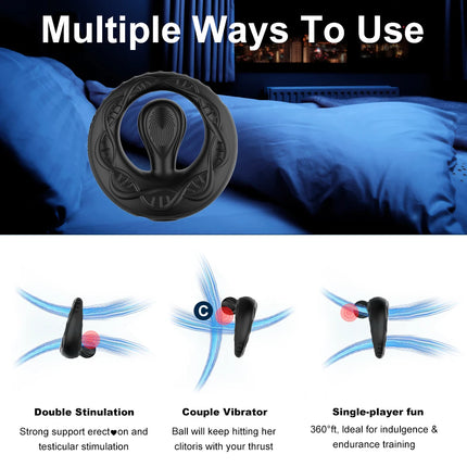 Spherical Sperm Lock Ring APP Bluetooth Remote Control Male Vibration Prostate Exercise Massage Vibration Ring Adult Product