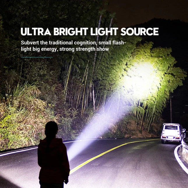 Portable Mini LED Flashlight Powerful 3-Wick Small Pocket Torch USB Rechargeable Strong Light Lantern Super Bright Cap Clip Lamp