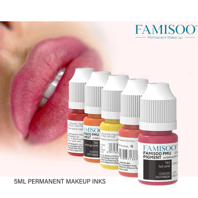 FAMISOO 5ml Tattoo Lip Tattoo Permanent Makeup Eyebrow Lip Liner Cosmetic Tattoo Color Pigment Supplement