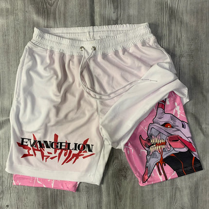 2026 Summer Genesis Evangelion Men's Cosplay Shorts Double-layer Two-in-one Shorts Quick-drying Fake Two-piece Unisex Shorts