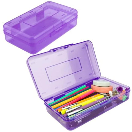 Pencil Box, Pencil Case, Large Capacity Plastic Hard Pencils Case Crayon Box with Snap-Tight Lid Stackable for Adult Student Pe