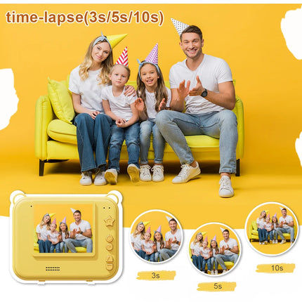 Children's printable camera with 32 GB TF card, photo & video & games, dual cameras, flash, perfect gift for boys and girls
