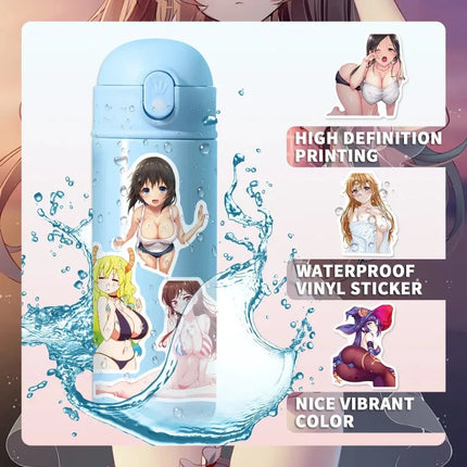 500PCS Not Repeated Anime Sexy Girl Bikini Stickers Waterproof Kawaii Decals for Laptop DIY Otaku Gift