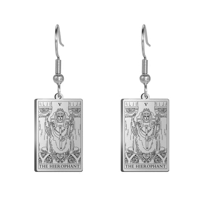Classic Tarot Cards Stainless Steel Drop Earring for Women Sun Moon Star Lovers Divination Tarot Jewelry Birthday Gift