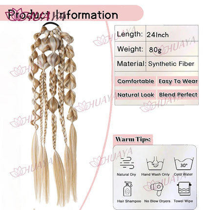 24 Inch Synthetic Fiber Handmade Mixed-Color Lantern Bubble Twist Braids – Daily & Vacation Style Hair Extensions, Suitable for