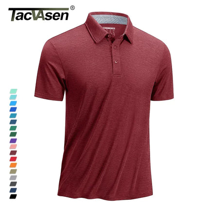 TACVASEN Summer Polo T-shirts Mens Casual Short Sleeve Shirts 3 Buttons Down Quick Dry Breathable Golf Fishing Pullover Workwear