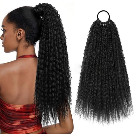 Brazilian Curls Synthetic Crochet Braiding Hair Curly Ponytail with Hair Tie 20 Inch Ombre Synthetic Crochet Braiding Fiber Hair