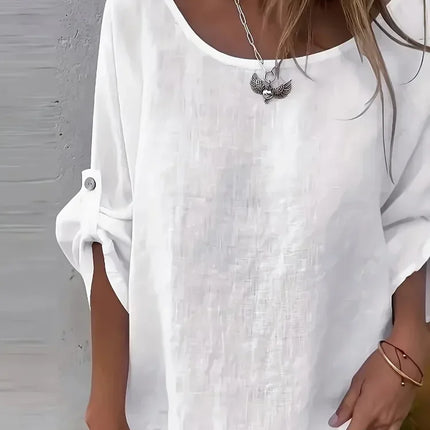 Plus Size Womens Fashion Summer Shirts Fit Blouses Breathable Solid Plain Crew Neck Loose Half Sleeve Casual Tops Lady Clothings