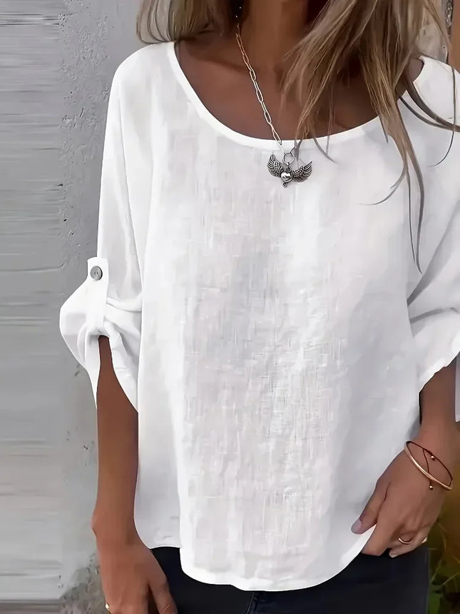 Plus Size Womens Fashion Summer Shirts Fit Blouses Breathable Solid Plain Crew Neck Loose Half Sleeve Casual Tops Lady Clothings