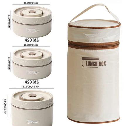 3pcs microwave portable insulated food container lunch box stainless steel bento box insulated leak proof hot lunch bag set