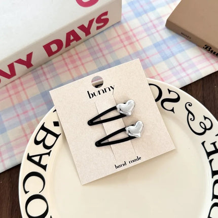 New Versatile Baby Hair Clips Simple Shiny Sweet Cool Heart-shaped BB Clip Girls Headwear Side Bending Hairpins Hair Accessories