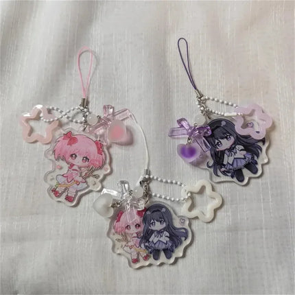 Homura and Madoka acrylic keychain    Anime  Madoka Magica  Coquette  Handmade  Y2K