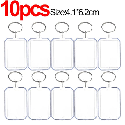 1/20Pcs Blank Acrylic Picture Keychain DIY Clear Insert Photo Split Key Ring Frame Key Chains Couple Anniversary Graduation Gift