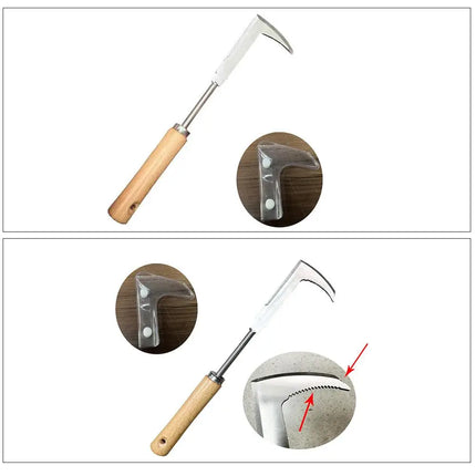 Crack Weeder Crevice Weeding Tool Stainless Steel Manual Weeder Beech Handle Lawn Yard Gardening Tool