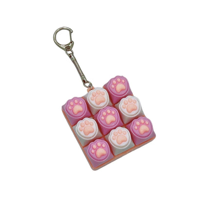 Portable Cat's Paw Shape Fidget Keychain 9Keys Keys Button Finger Keyboard Cap Relief Stress Keycap Keyboard Clicker Pass Time