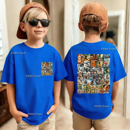 Italian Brainrot Animal Print Kids Cotton T-shirt Tung Tungtung Summer Childrens Short Sleeved Shirt Boys Girls Cute Leisure Tee