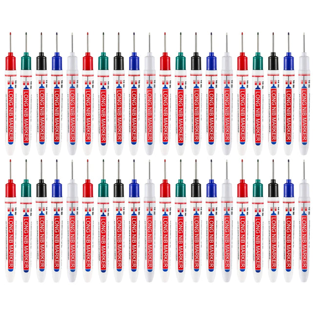 5-color 2cm White/Black/Red/Blue/Green Long Nib Markers Deep Hole Marker Pen for Metal Carpenter Woodworking Tools Waterproof
