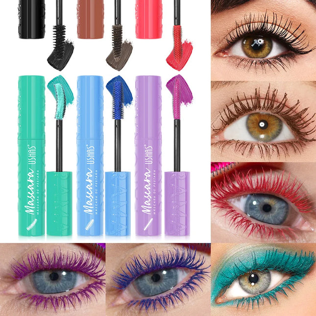 Colorful Silk Mascara Blue Red Black Cream Lengthening Waterproof Long Lasting Colored Thickening Curling Mascara Makeup